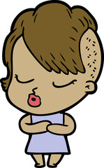 cartoon pretty hipster girl