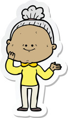 Fototapeta premium sticker of a cartoon happy old woman