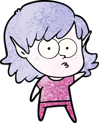 cartoon elf girl staring