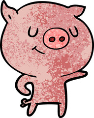 happy cartoon pig