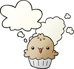 cute cartoon pie with thought bubble in smooth gradient style