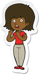 sticker of a cartoon shocked woman
