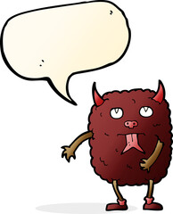 funny cartoon monster with speech bubble