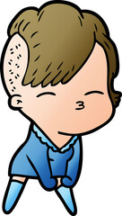 cartoon squinting girl
