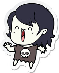 sticker of a cute cartoon happy vampire girl