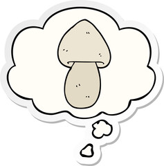 cartoon mushroom with thought bubble as a printed sticker