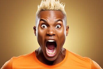 A portrait of a man with a surprised expression on his face. This image can be used to depict shock, astonishment, or unexpected reactions.