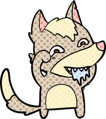 cartoon hungry wolf