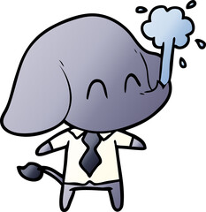 cute cartoon elephant spouting water