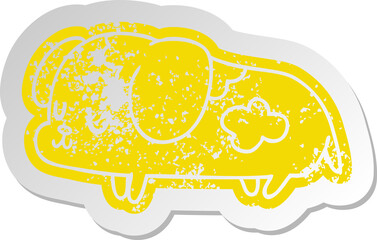 distressed old cartoon sticker kawaii of a cute dog