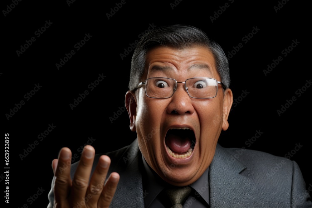 Leinwandbilder a man wearing a suit and tie is making a funny face. this image can be used to add humor to business