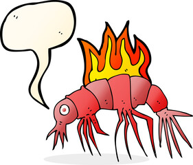 cartoon hot shrimp with speech bubble