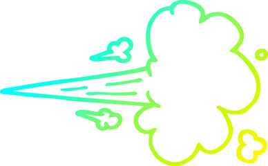 cold gradient line drawing of a cartoon gust of air