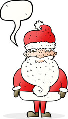 cartoon grumpy santa claus with speech bubble