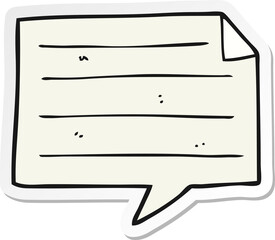 sticker of a cartoon notes speech bubble