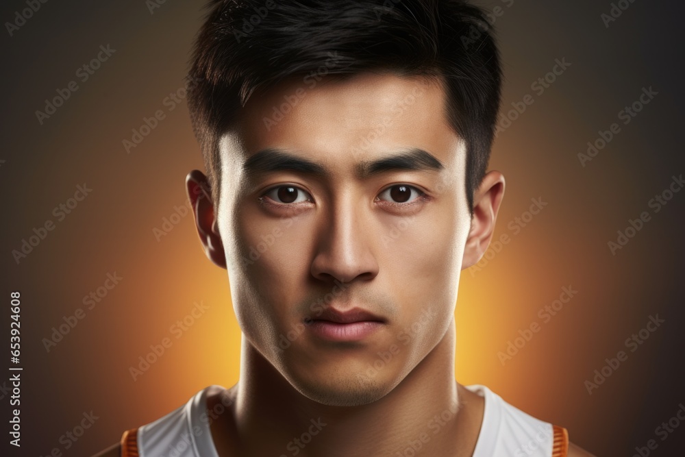 Poster A man wearing a white tank top is looking directly at the camera. This versatile image can be used in various contexts.
