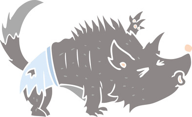 flat color style cartoon werewolf