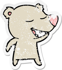 distressed sticker of a cartoon bear