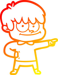 warm gradient line drawing of a happy cartoon man