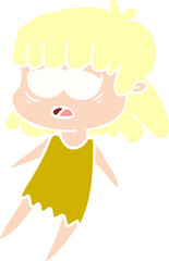 flat color style cartoon tired woman