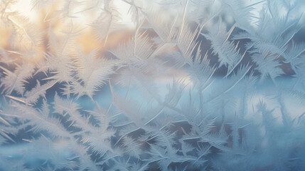 Frozen window background. Frosty weather. 