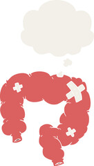 cartoon colon with thought bubble in retro style