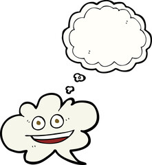 freehand drawn thought bubble cartoon cloud thought bubble with face
