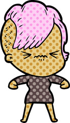 cartoon annoyed hipster girl