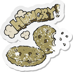 retro distressed sticker of a cartoon cookies
