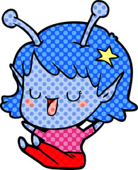 happy alien girl cartoon laughing