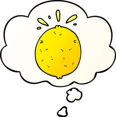 cartoon lemon with thought bubble in smooth gradient style