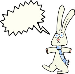 freehand drawn comic book speech bubble cartoon rabbit
