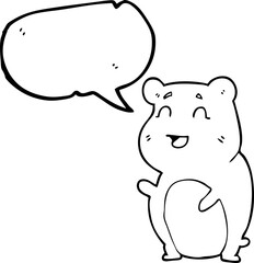 freehand drawn speech bubble cartoon cute hamster