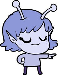 smiling alien girl cartoon