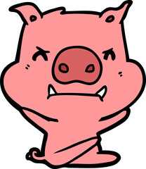angry cartoon pig throwing tantrum