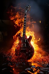 Fire guitar | Generative AI