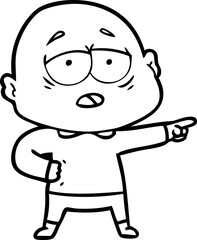 cartoon tired bald man
