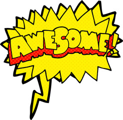 freehand drawn comic book speech bubble cartoon awesome symbol