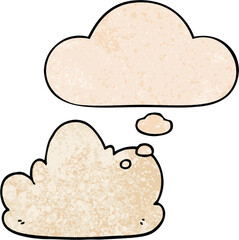 cartoon cloud with thought bubble in grunge texture style