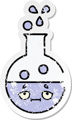 distressed sticker of a cute cartoon test tube