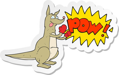 sticker of a cartoon boxing kangaroo