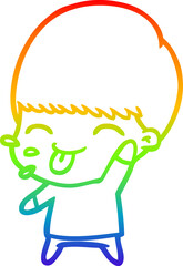 Obraz premium rainbow gradient line drawing of a cartoon calm boy