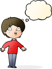 cartoon surprised man with thought bubble