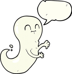 freehand drawn comic book speech bubble cartoon ghost