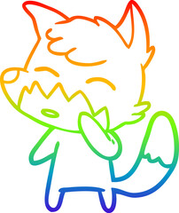 rainbow gradient line drawing of a cartoon fox