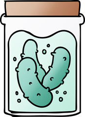 hand drawn gradient cartoon doodle jar of pickled gherkins