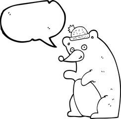 freehand drawn speech bubble cartoon bear