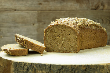 Fresh dark bread. Rye bread on the board