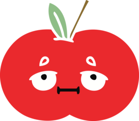 flat color retro cartoon of a red apple
