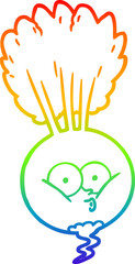 rainbow gradient line drawing of a cartoon vegetable